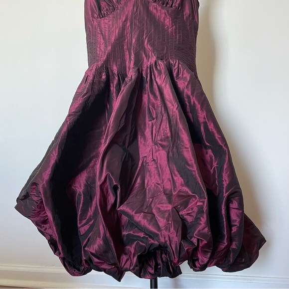 Burgundy Satin Balloon Dress - Picture 4 of 7